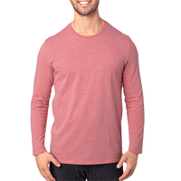 Threadfast Apparel Unisex Ultimate CVC Long Sleeve T-Shirt, Maroon Heather, Front view