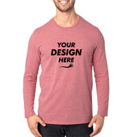 Threadfast Apparel Unisex Ultimate CVC Long Sleeve T-Shirt, Maroon Heather, Front view, Mockup