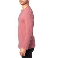 Threadfast Apparel Unisex Ultimate CVC Long Sleeve T-Shirt, Maroon Heather, Left Sleeve view