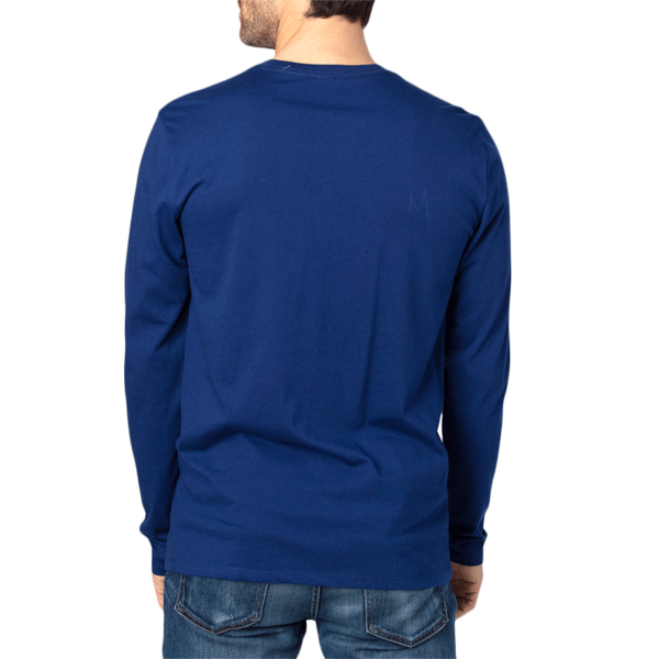 Threadfast Apparel Unisex Ultimate CVC Long Sleeve T-Shirt, Navy, Back view