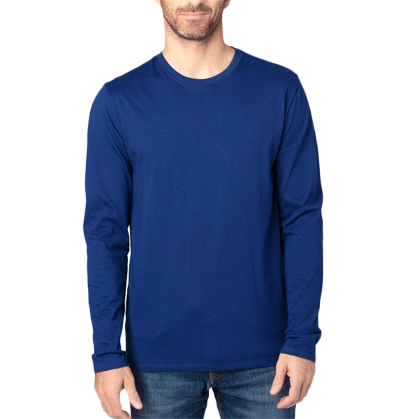 Threadfast Apparel Unisex Ultimate CVC Long Sleeve T-Shirt, Navy, Front view