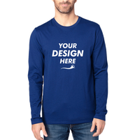 Threadfast Apparel Unisex Ultimate CVC Long Sleeve T-Shirt, Navy, Front view, Mockup