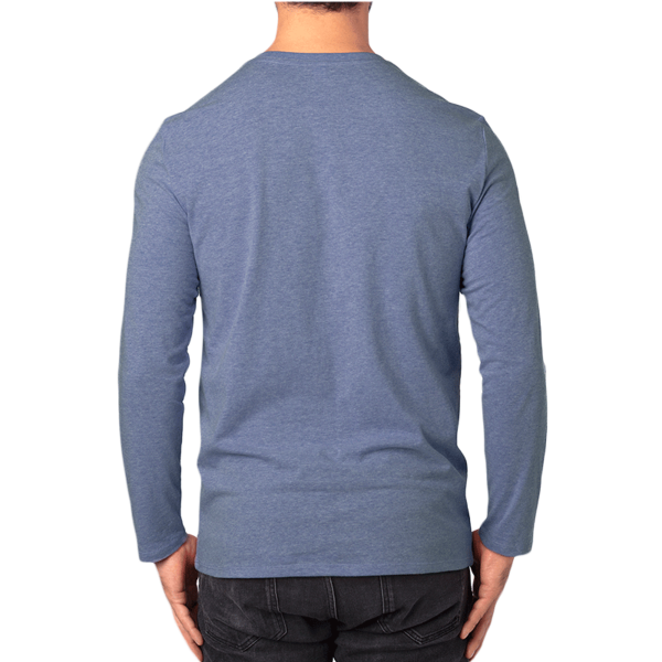 Threadfast Apparel Unisex Ultimate CVC Long Sleeve T-Shirt, Navy Heather, Back view