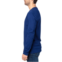 Threadfast Apparel Unisex Ultimate CVC Long Sleeve T-Shirt, Navy, Left Sleeve view