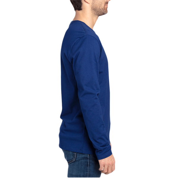 Threadfast Apparel Unisex Ultimate CVC Long Sleeve T-Shirt, Navy, Right Sleeve view