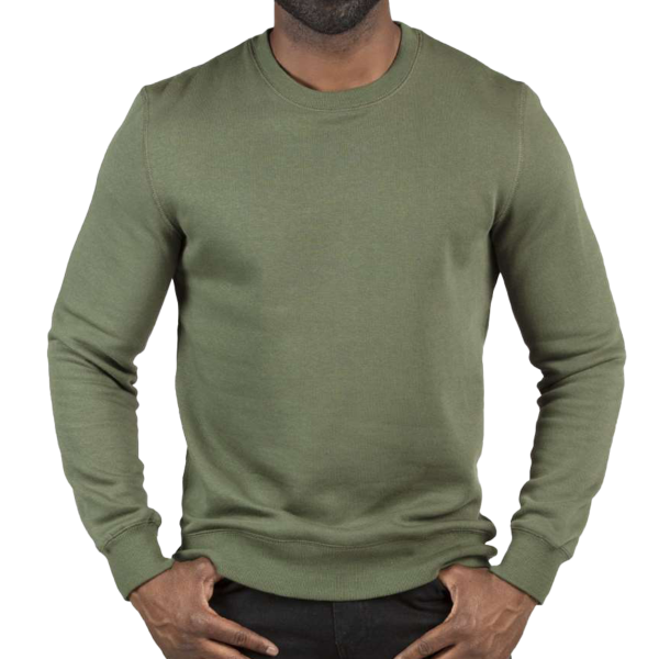 Threadfast Apparel Unisex Ultimate Crewneck Sweatshirt, Army, Front view
