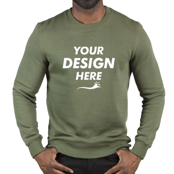 Threadfast Apparel Unisex Ultimate Crewneck Sweatshirt, Army, Front view, Mockup