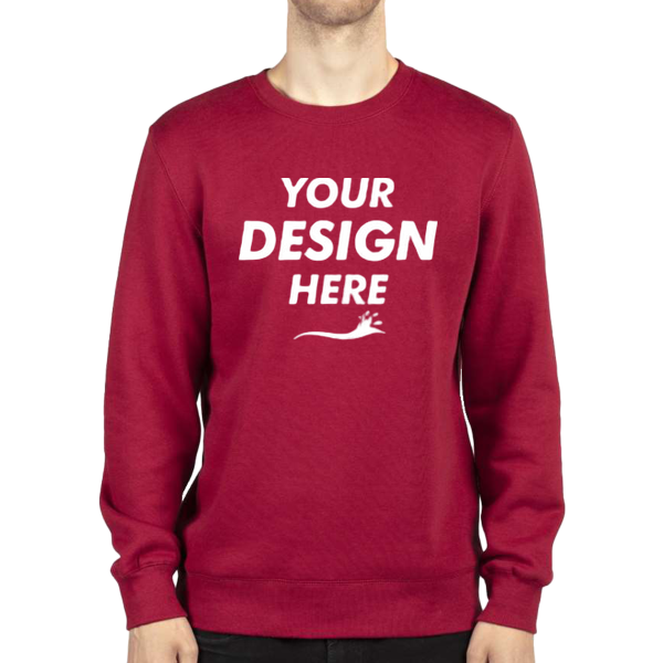 Threadfast Apparel Unisex Ultimate Crewneck Sweatshirt, Burgundy, Front view, Mockup