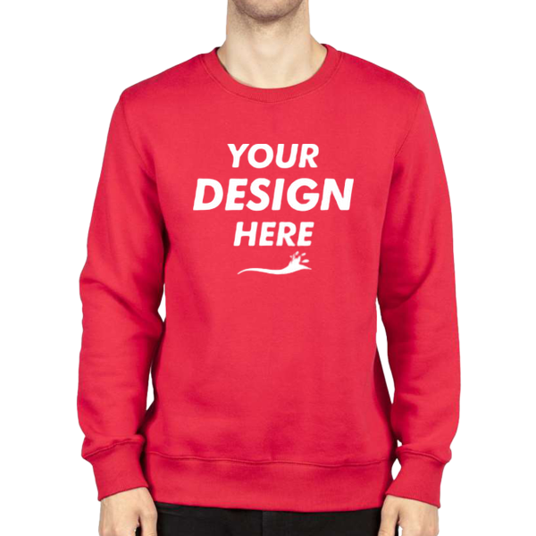 Threadfast Apparel Unisex Ultimate Crewneck Sweatshirt, Red, Front view, Mockup
