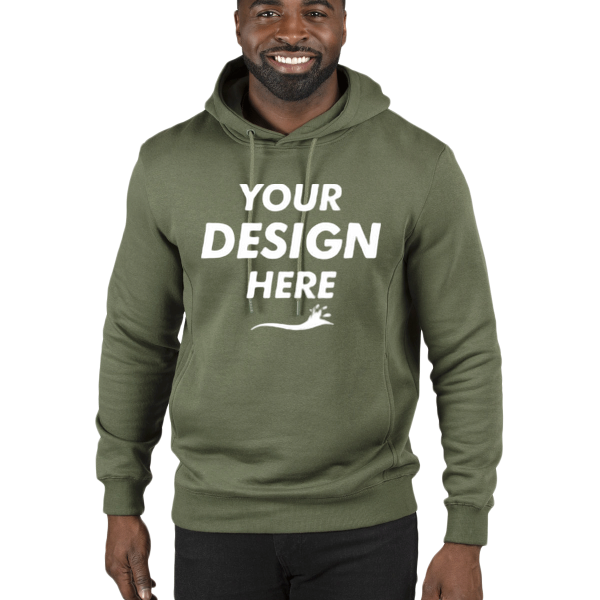 Threadfast Apparel Unisex Ultimate Fleece Pullover Hooded Sweatshirt, Army, Front view, Mockup