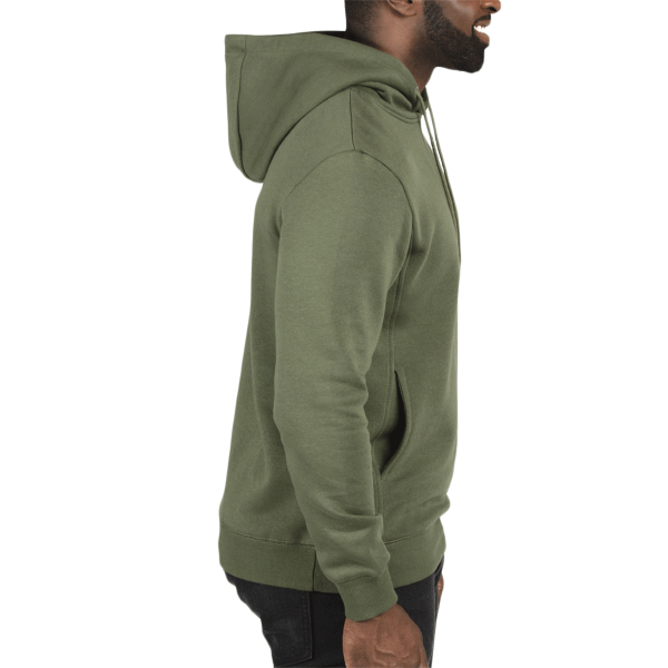 Threadfast Apparel Unisex Ultimate Fleece Pullover Hooded Sweatshirt, Army, Right Sleeve view