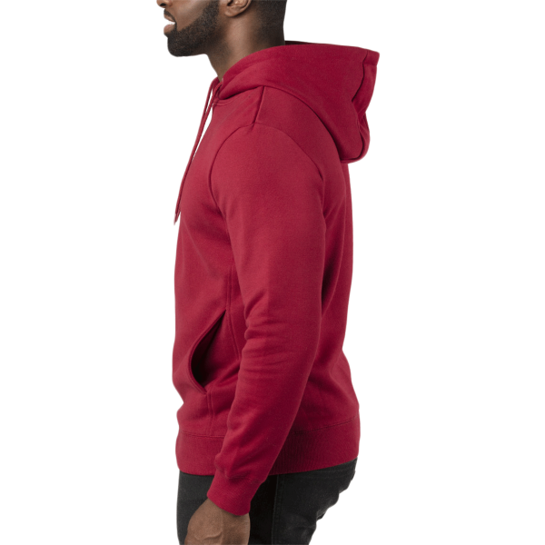 Threadfast Apparel Unisex Ultimate Fleece Pullover Hooded Sweatshirt, Burgundy, Left Sleeve view