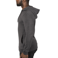 Threadfast Apparel Unisex Ultimate Fleece Pullover Hooded Sweatshirt, Charcoal Heather, Left Sleeve view