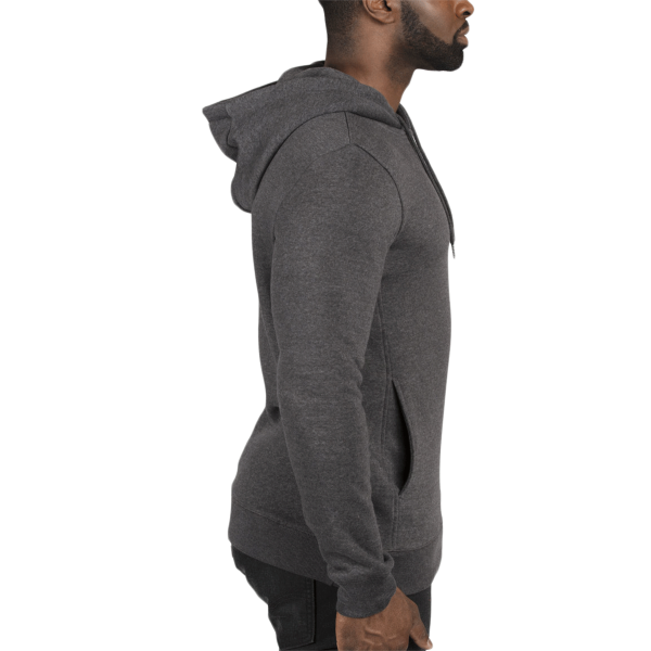 Threadfast Apparel Unisex Ultimate Fleece Pullover Hooded Sweatshirt, Charcoal Heather, Right Sleeve view