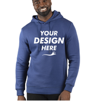 Threadfast Apparel Unisex Ultimate Fleece Pullover Hooded Sweatshirt, Navy, Front view, Mockup
