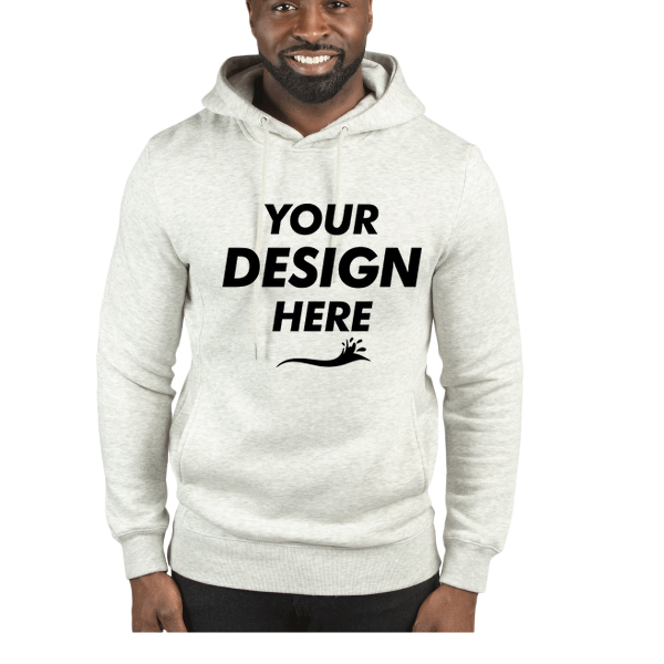 Threadfast Apparel Unisex Ultimate Fleece Pullover Hooded Sweatshirt, Oatmeal Heather, Front view, Mockup