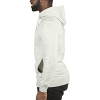 Threadfast Apparel Unisex Ultimate Fleece Pullover Hooded Sweatshirt, Oatmeal Heather, Left Sleeve view