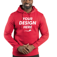 Threadfast Apparel Unisex Ultimate Fleece Pullover Hooded Sweatshirt, Red, Front view, Mockup