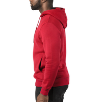 Threadfast Apparel Unisex Ultimate Fleece Pullover Hooded Sweatshirt, Red, Left Sleeve view