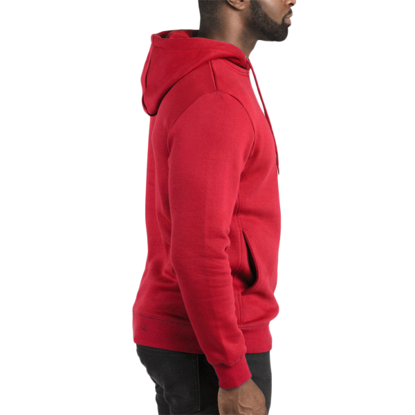 Threadfast Apparel Unisex Ultimate Fleece Pullover Hooded Sweatshirt, Red, Right Sleeve view