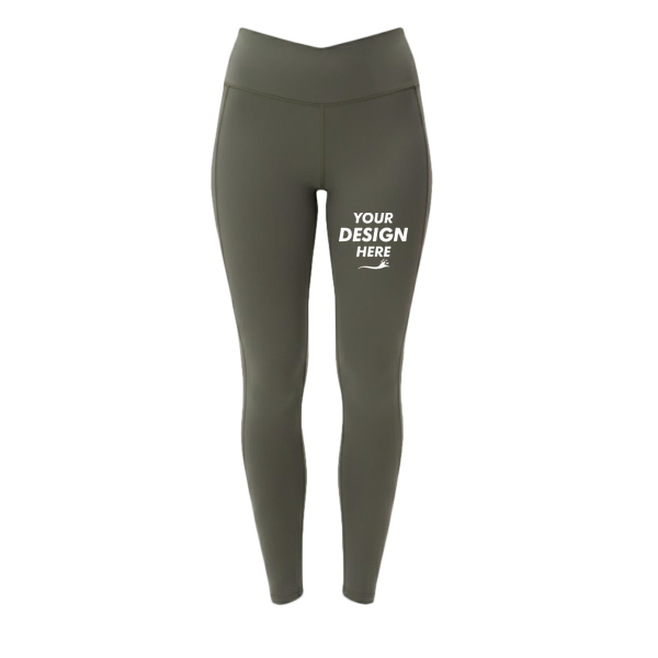 Threadfast Apparel Women's Impact Leggings, Army, Front view, Mockup