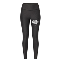 Threadfast Apparel Women's Impact Leggings, Black Heather, Front view, Mockup
