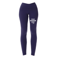 Threadfast Apparel Women's Impact Leggings, Navy, Front view, Mockup