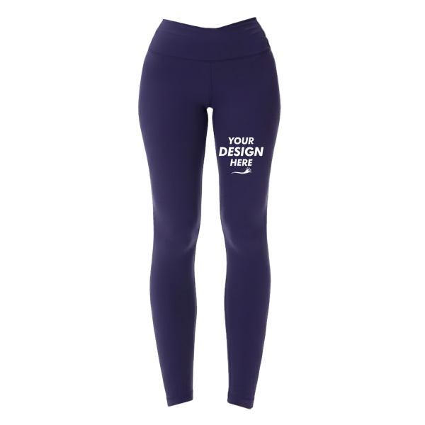 Threadfast Apparel Women's Impact Leggings, Navy, Front view, Mockup