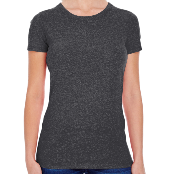 Threadfast Apparel Women's Tri-Blend T-Shirt, Black Triblend, Front view