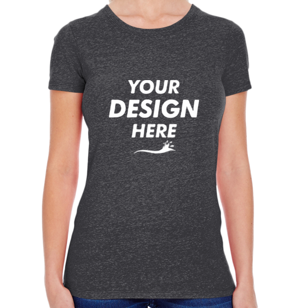 Threadfast Apparel Women's Tri-Blend T-Shirt, Black Triblend, Front view, Mockup