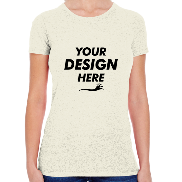 Threadfast Apparel Women's Tri-Blend T-Shirt, Cream Triblend, Front view, Mockup