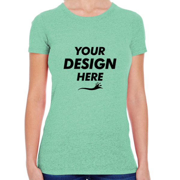 Threadfast Apparel Women's Tri-Blend T-Shirt, Green Triblend, Front view, Mockup