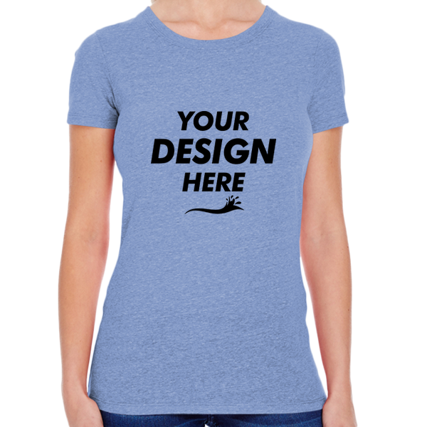 Threadfast Apparel Women's Tri-Blend T-Shirt, Navy Triblend, Front view, Mockup