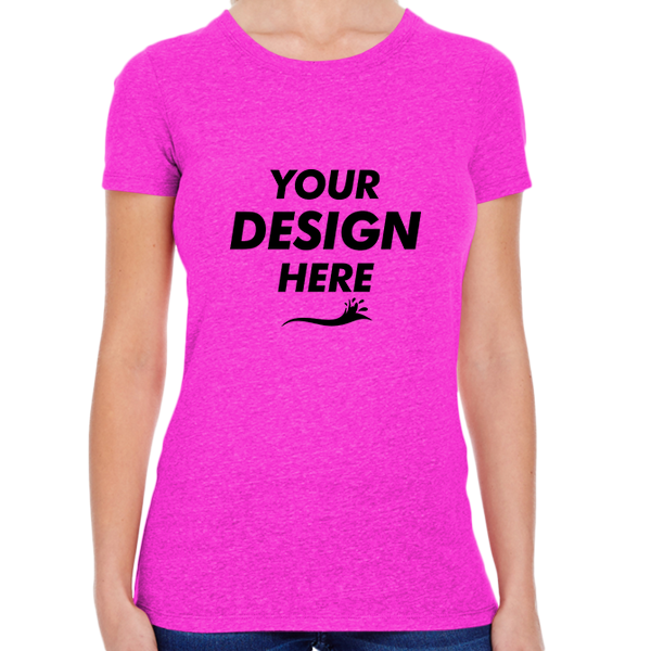 Threadfast Apparel Women's Tri-Blend T-Shirt, Neon Pink Triblend, Front view, Mockup