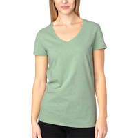 Threadfast Apparel Women's Ultimate CVC V-Neck T-Shirt, Army Heather, Front view