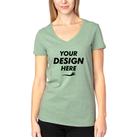 Threadfast Apparel Women's Ultimate CVC V-Neck T-Shirt, Army Heather, Front view, Mockup
