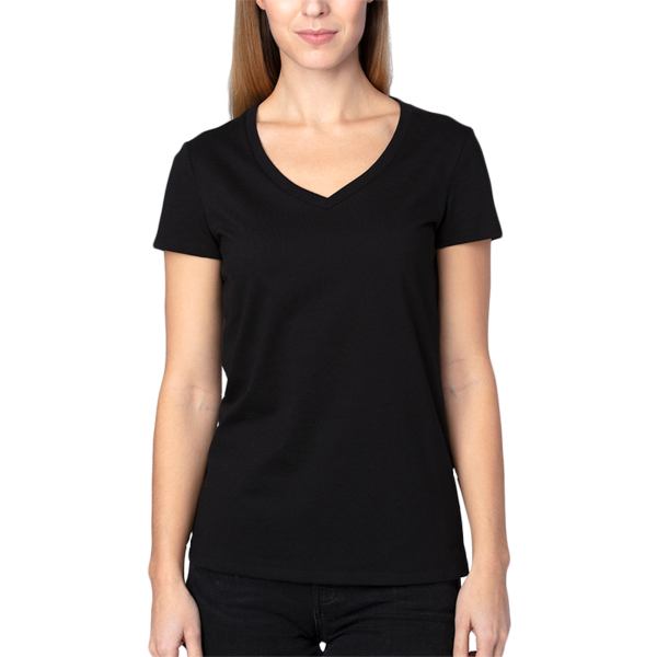 Threadfast Apparel Women's Ultimate CVC V-Neck T-Shirt, Black, Front view