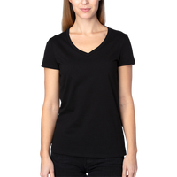 Threadfast Apparel Women's Ultimate CVC V-Neck T-Shirt, Black, Front view