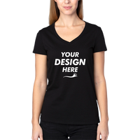 Threadfast Apparel Women's Ultimate CVC V-Neck T-Shirt, Black, Front view, Mockup