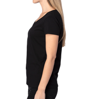 Threadfast Apparel Women's Ultimate CVC V-Neck T-Shirt, Black, Left Sleeve view