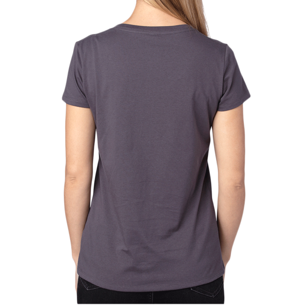 Threadfast Apparel Women's Ultimate CVC V-Neck T-Shirt, Graphite, Back view