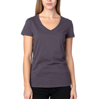 Threadfast Apparel Women's Ultimate CVC V-Neck T-Shirt, Graphite, Front view