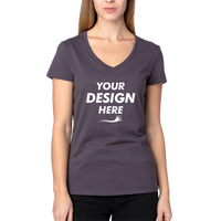 Threadfast Apparel Women's Ultimate CVC V-Neck T-Shirt, Graphite, Front view, Mockup