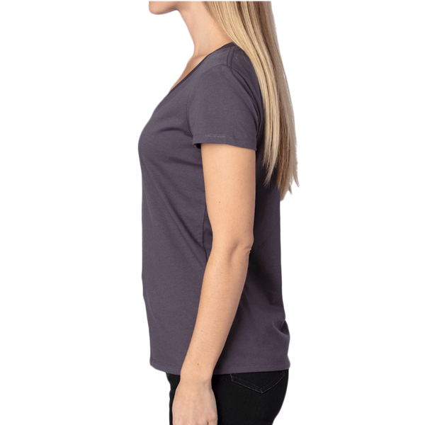 Threadfast Apparel Women's Ultimate CVC V-Neck T-Shirt, Graphite, Left Sleeve view