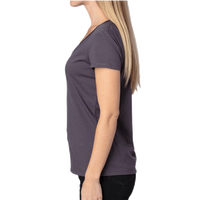 Threadfast Apparel Women's Ultimate CVC V-Neck T-Shirt, Graphite, Left Sleeve view