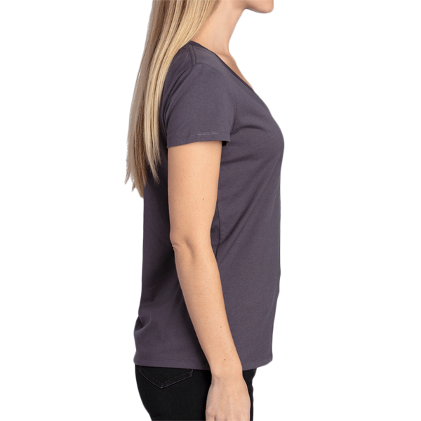Threadfast Apparel Women's Ultimate CVC V-Neck T-Shirt, Graphite, Right Sleeve view