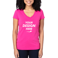 Threadfast Apparel Women's Ultimate CVC V-Neck T-Shirt, Hot Pink, Front view, Mockup