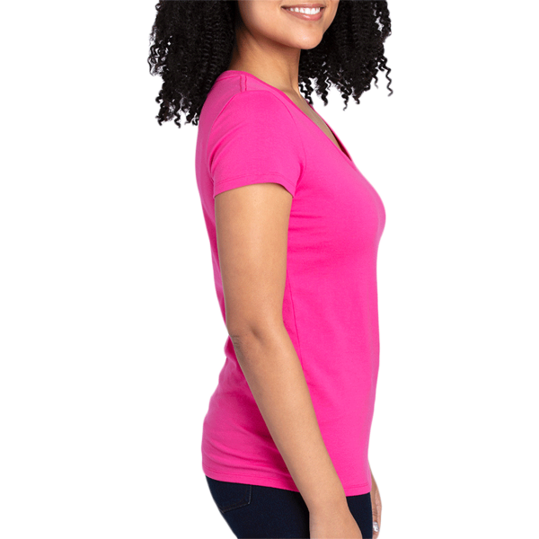 Threadfast Apparel Women's Ultimate CVC V-Neck T-Shirt, Hot Pink, Right Sleeve view