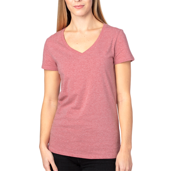 Threadfast Apparel Women's Ultimate CVC V-Neck T-Shirt, Maroon Heather, Front view