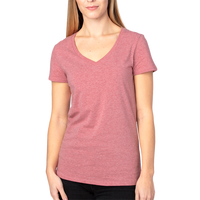 Threadfast Apparel Women's Ultimate CVC V-Neck T-Shirt, Maroon Heather, Front view